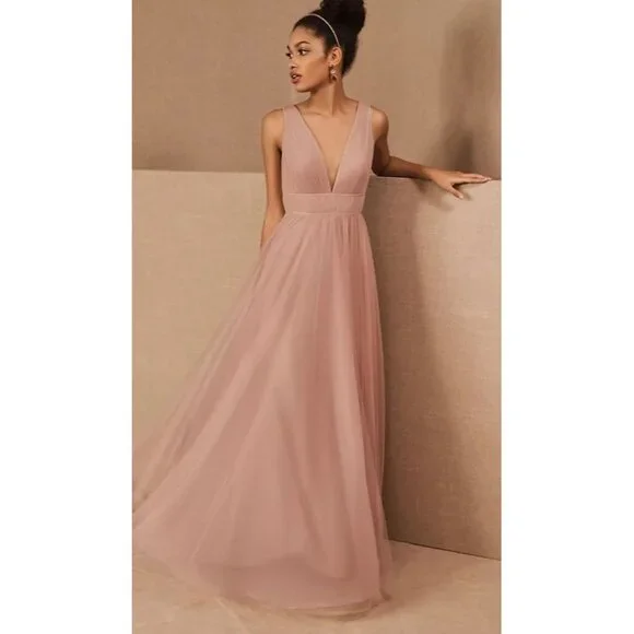Jenny Yoo Wedding Bridesmaid Gown Blush Pink Tulle Sheer Sarita Dress 16 NWT - Picture 16 of 16